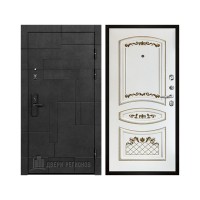 Флагман Доминион, цвет Бетон черный, панель - Алина цвет Эмаль белая/Патина золото