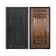 Дверь входная Флагман Доминион, цвет Бетон черный, панель - Рим багет цвет Коньяк