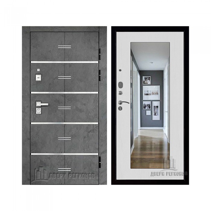 Флагман Z, цвет Бетон графит, панель - Зеркало maxi цвет Белый сандал