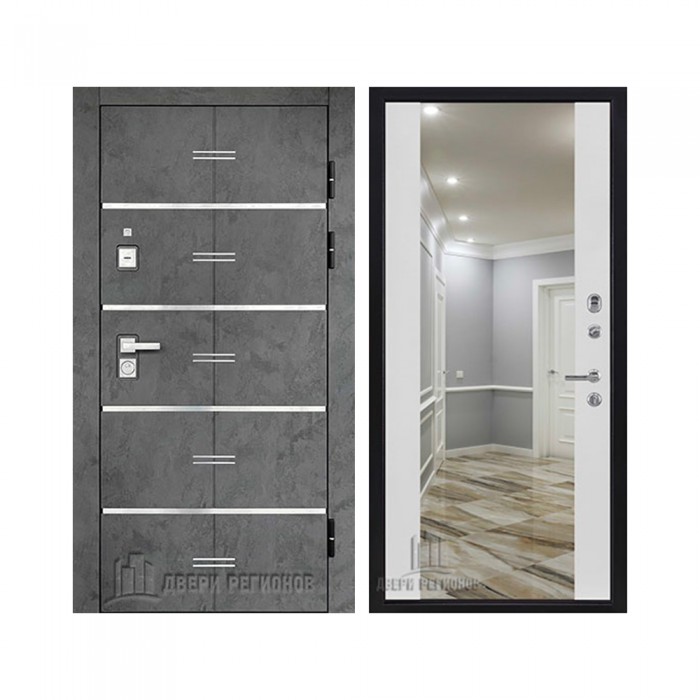 Флагман Z, цвет Бетон графит, панель - Зеркало infinity цвет Белый