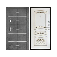 Флагман Z, цвет Бетон графит, панель - Алина цвет Эмаль белая/Патина золото