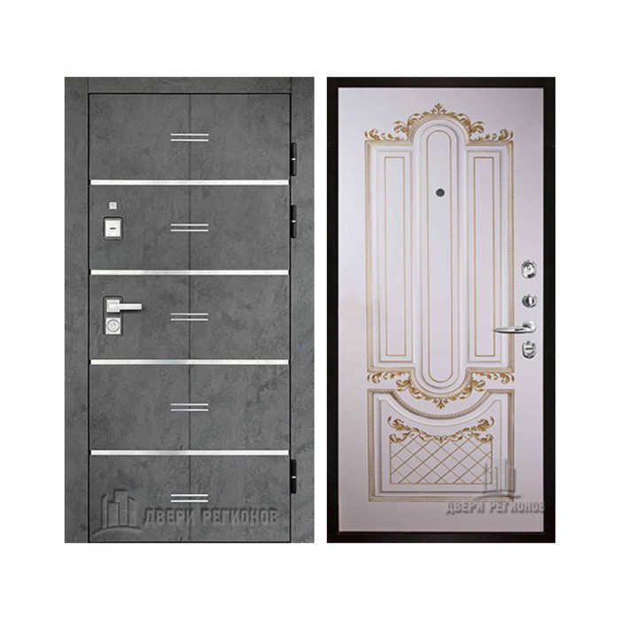 Флагман Z, цвет Бетон графит, панель - Александрия цвет Эмаль слоновая кость/Патина золото