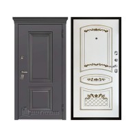 Уличная Гранит Термо, цвет Горький шоколад, панель - Алина цвет Эмаль белая/Патина золото