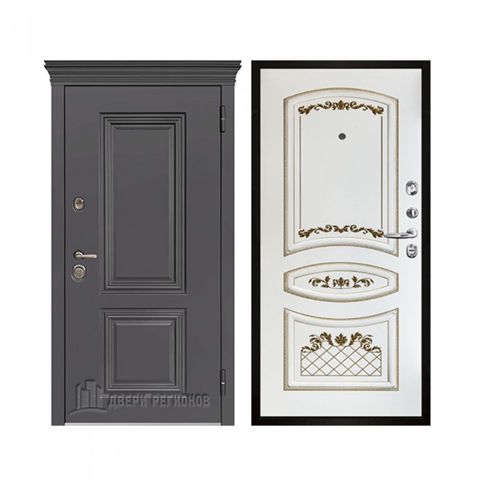 Уличная Гранит Термо, цвет Горький шоколад, панель - Алина цвет Эмаль белая/Патина золото