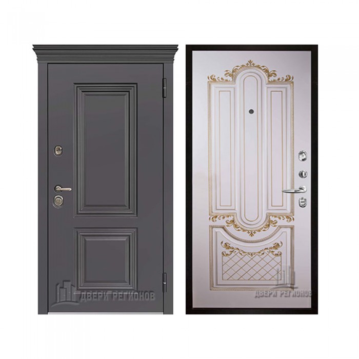 Уличная Гранит Термо, цвет Горький шоколад, панель - Александрия цвет Эмаль слоновая кость/Патина золото