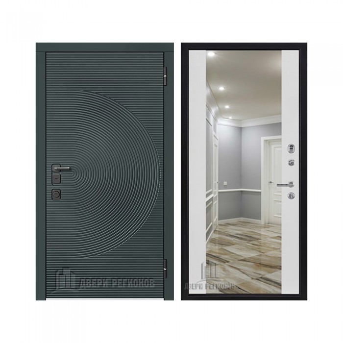 Уличная Малахит Термо, цвет Зеленый темный, панель - Зеркало infinity цвет Белый