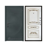 Уличная Малахит Термо, цвет Зеленый темный, панель - Алина цвет Эмаль белая/Патина золото