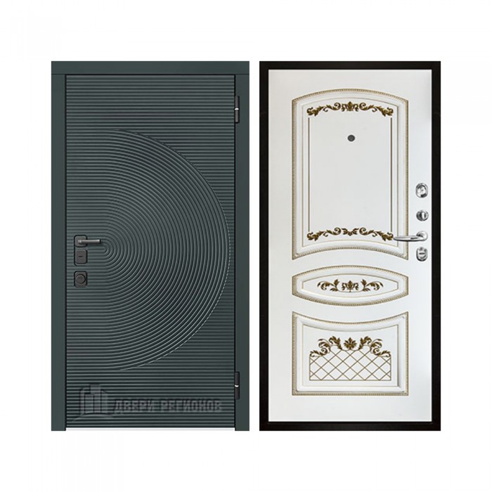 Уличная Малахит Термо, цвет Зеленый темный, панель - Алина цвет Эмаль белая/Патина золото