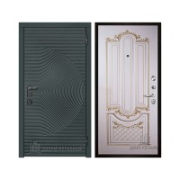 Уличная Малахит Термо, цвет Зеленый темный, панель - Александрия цвет Эмаль слоновая кость/Патина золото