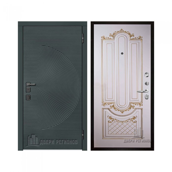 Уличная Малахит Термо, цвет Зеленый темный, панель - Александрия цвет Эмаль слоновая кость/Патина золото