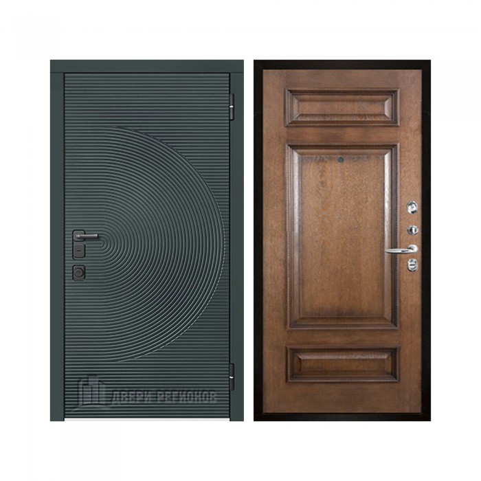 Уличная Малахит Термо, цвет Зеленый темный, панель - Рим багет цвет Коньяк