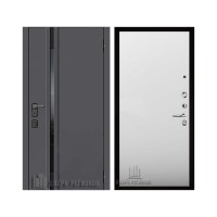 Уличная Обсидиан Термо, цвет Серая эмаль, вставка черное стекло, панель - aurum цвет Манхэттен гладкий