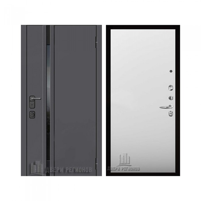 Уличная Обсидиан Термо, цвет Серая эмаль, вставка черное стекло, панель - aurum цвет Манхэттен гладкий