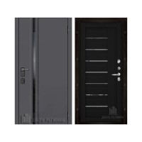 Уличная Обсидиан Термо, цвет Серая эмаль, вставка черное стекло, панель - light 2110 (зеркало) цвет Шоко велюр