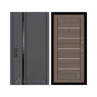 Уличная Обсидиан Термо, цвет Серая эмаль, вставка черное стекло, панель - light 2127 цвет Тортора soft