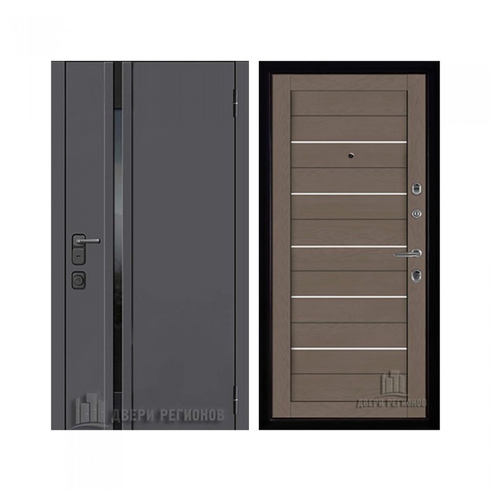 Уличная Обсидиан Термо, цвет Серая эмаль, вставка черное стекло, панель - light 2127 цвет Тортора soft