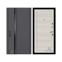 Уличная Обсидиан Термо, цвет Серая эмаль, вставка черное стекло, панель - light 2127 цвет Бьянка soft