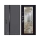 Дверь входная уличная Обсидиан Термо, цвет Серая эмаль, вставка черное стекло, панель - Зеркало maxi цвет Венге