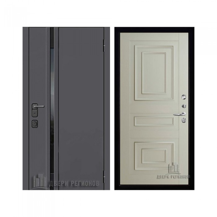 Уличная Обсидиан Термо, цвет Серая эмаль, вставка черное стекло, панель - 62001 цвет Светло-серый Серена