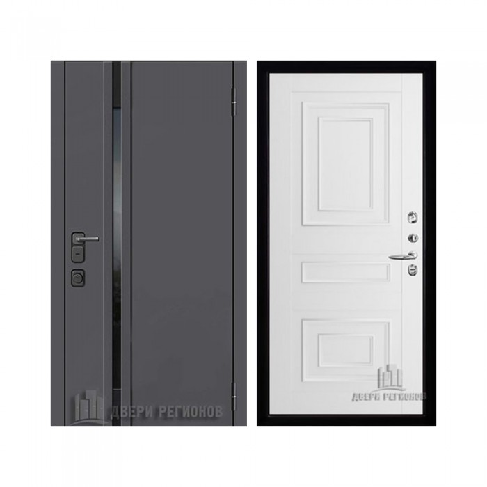 Уличная Обсидиан Термо, цвет Серая эмаль, вставка черное стекло, панель - 62001 цвет Белая Серена