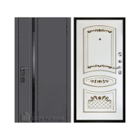 Уличная Обсидиан Термо, цвет Серая эмаль, вставка черное стекло, панель - Алина цвет Эмаль белая/Патина золото