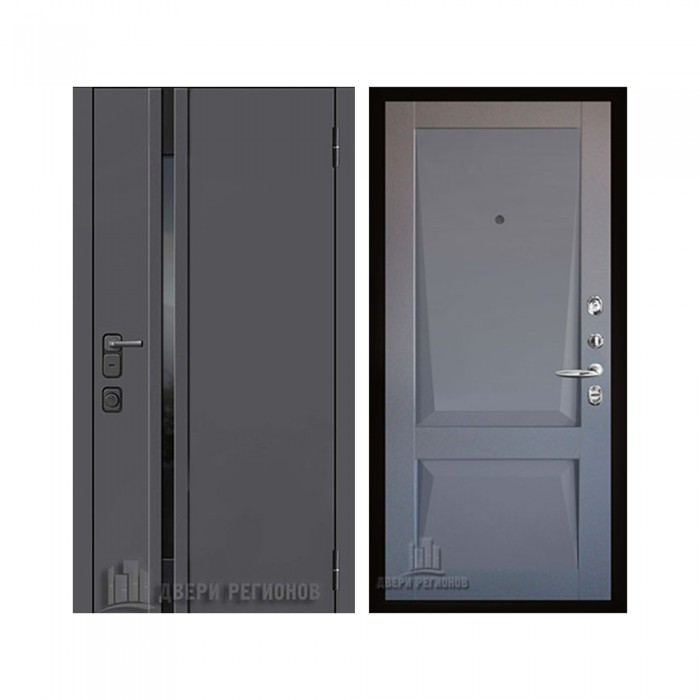 Уличная Обсидиан Термо, цвет Серая эмаль, вставка черное стекло, панель - perfecto цвет Серый бархат