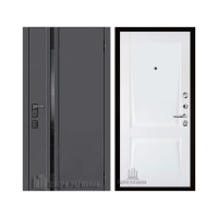 Уличная Обсидиан Термо, цвет Серая эмаль, вставка черное стекло, панель - perfecto цвет Белый бархат