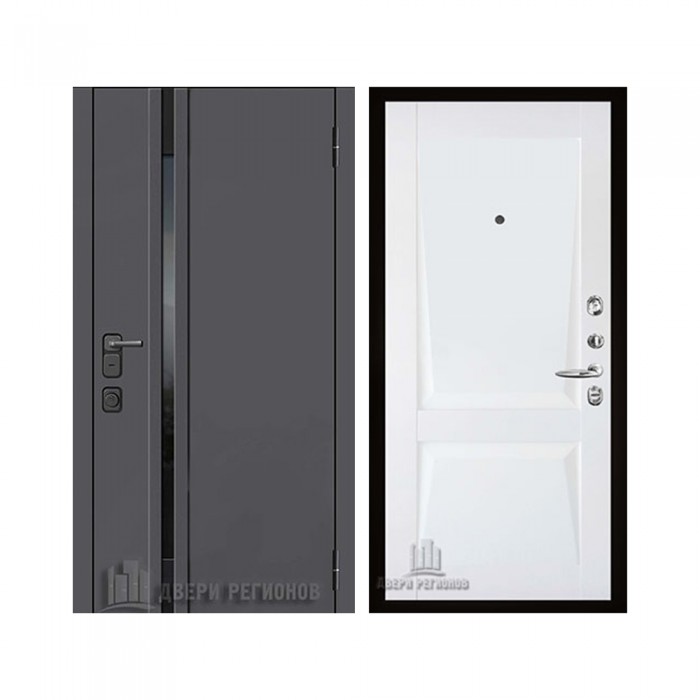 Уличная Обсидиан Термо, цвет Серая эмаль, вставка черное стекло, панель - perfecto цвет Белый бархат