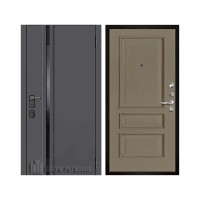 Уличная Обсидиан Термо, цвет Серая эмаль, вставка черное стекло, панель - Вена цвет Нефрит