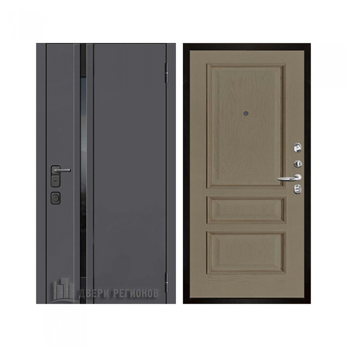 Уличная Обсидиан Термо, цвет Серая эмаль, вставка черное стекло, панель - Вена цвет Нефрит