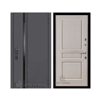 Уличная Обсидиан Термо, цвет Серая эмаль, вставка черное стекло, панель - Виктория цвет Эмаль слоновая кость