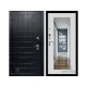 Дверь входная взломостойкая ALBERO BLACK, цвет Альберо Блэк Рисунок грань, панель - Зеркало maxi цвет Белый сандал
