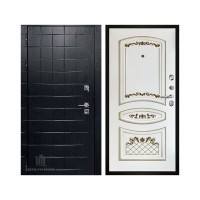 Взломостойкая ALBERO BLACK, цвет Альберо Блэк Рисунок грань, панель - Алина цвет Эмаль белая/Патина золото