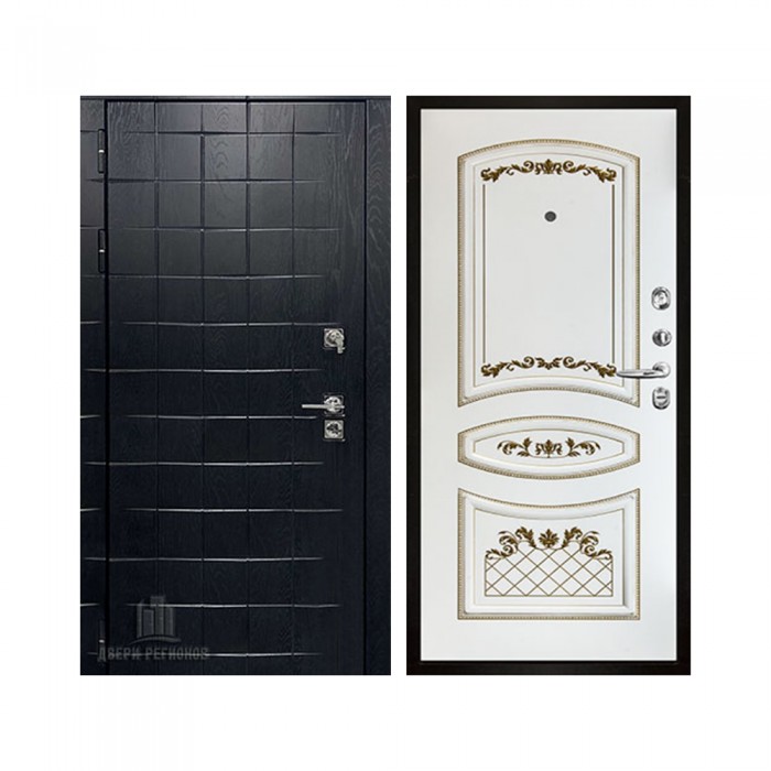 Взломостойкая ALBERO BLACK, цвет Альберо Блэк Рисунок грань, панель - Алина цвет Эмаль белая/Патина золото