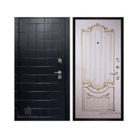 Взломостойкая ALBERO BLACK, цвет Альберо Блэк Рисунок грань, панель - Александрия цвет Эмаль слоновая кость/Патина золото