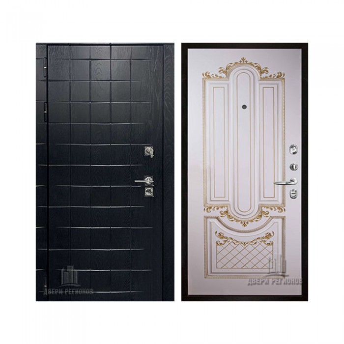 Взломостойкая ALBERO BLACK, цвет Альберо Блэк Рисунок грань, панель - Александрия цвет Эмаль слоновая кость/Патина золото