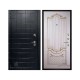 Дверь входная взломостойкая ALBERO BLACK, цвет Альберо Блэк Рисунок грань, панель - Александрия цвет Эмаль слоновая кость/Патина золото