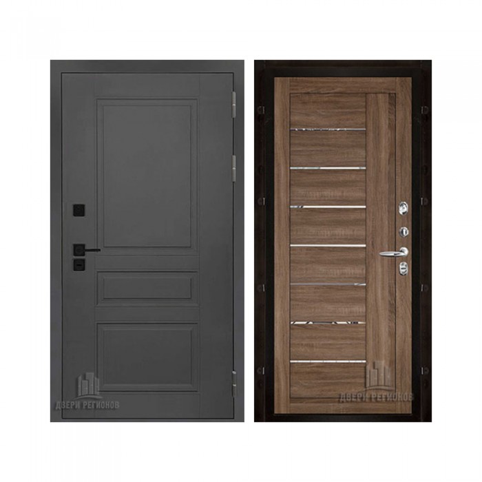 Взломостойкая SOLID, цвет cерый нубук soft, панель - light 2110 (зеркало) цвет Серый велюр