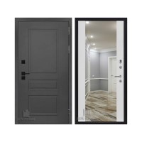 Взломостойкая SOLID, цвет cерый нубук soft, панель - Зеркало infinity цвет Белый