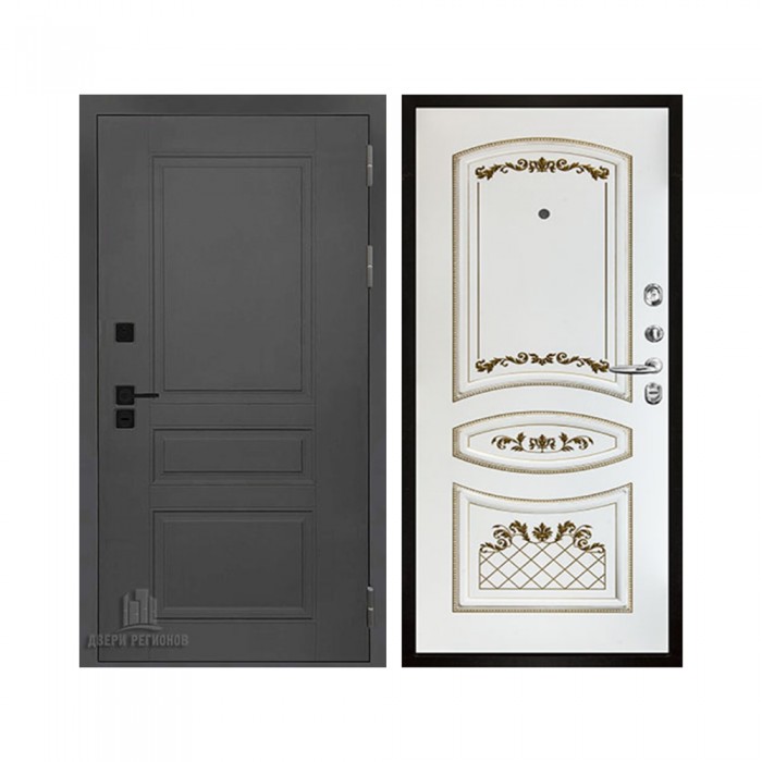 Взломостойкая SOLID, цвет cерый нубук soft, панель - Алина цвет Эмаль белая/Патина золото