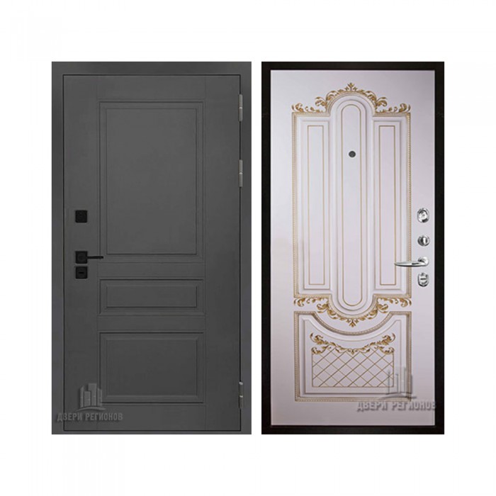 Взломостойкая SOLID, цвет cерый нубук soft, панель - Александрия цвет Эмаль слоновая кость/Патина золото