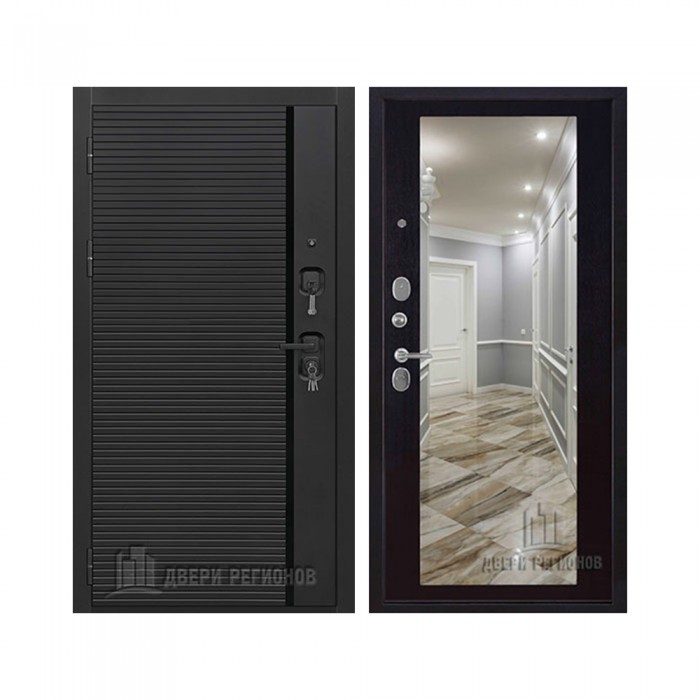 Президент Стайл, цвет Чёрная Мягкая Шагрень, панель - Зеркало maxi цвет Венге