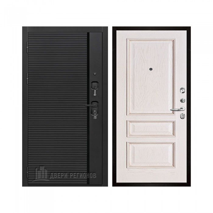 Президент Стайл, цвет Чёрная Мягкая Шагрень, панель - Вена цвет Белая патина