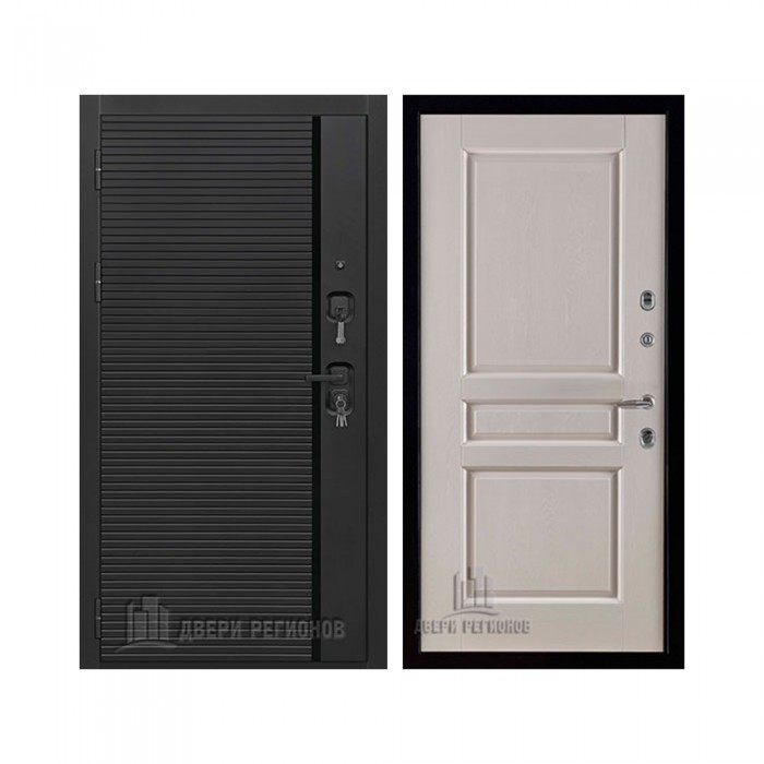 Президент Стайл зеркало, цвет Чёрная Мягкая Шагрень, панель - Виктория цвет Эмаль слоновая кость