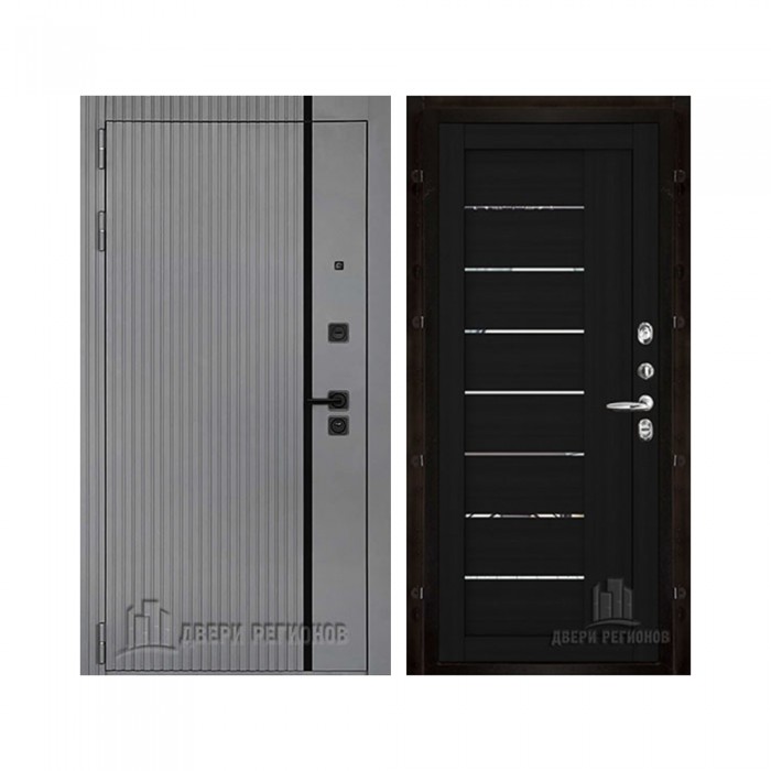 Президент Лайн Титан, цвет Чёрная Мягкая Шагрень, панель - light 2110 (зеркало) цвет Шоко велюр