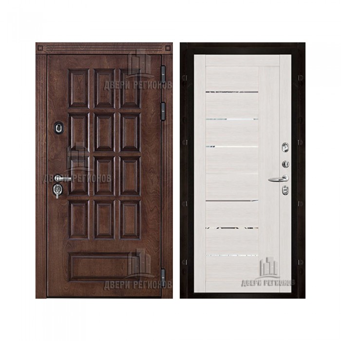 Уличная Центурион Термо, цвет Лиственница мореная + черная патина, панель - light 2110 (зеркало) цвет Капучино велюр