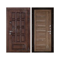 Уличная Центурион Термо, цвет Лиственница мореная + черная патина, панель - light 2110 (зеркало) цвет Серый велюр