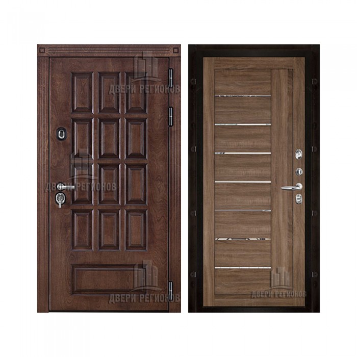 Уличная Центурион Термо, цвет Лиственница мореная + черная патина, панель - light 2110 (зеркало) цвет Серый велюр