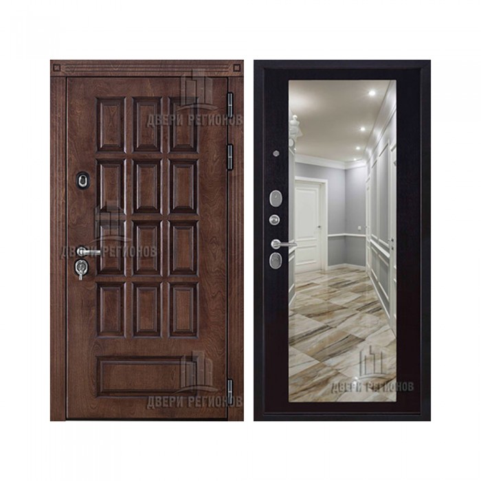 Уличная Центурион Термо, цвет Лиственница мореная + черная патина, панель - Зеркало maxi цвет Венге