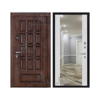 Уличная Центурион Термо, цвет Лиственница мореная + черная патина, панель - Зеркало infinity цвет Белый